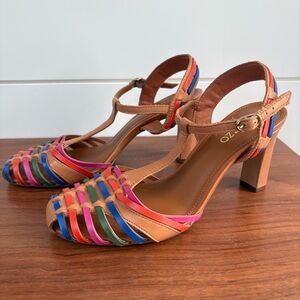 Arezzo Paola Nordstrom Strappy Block Heel Sandals Boho Indie Western Sz 7.5 B